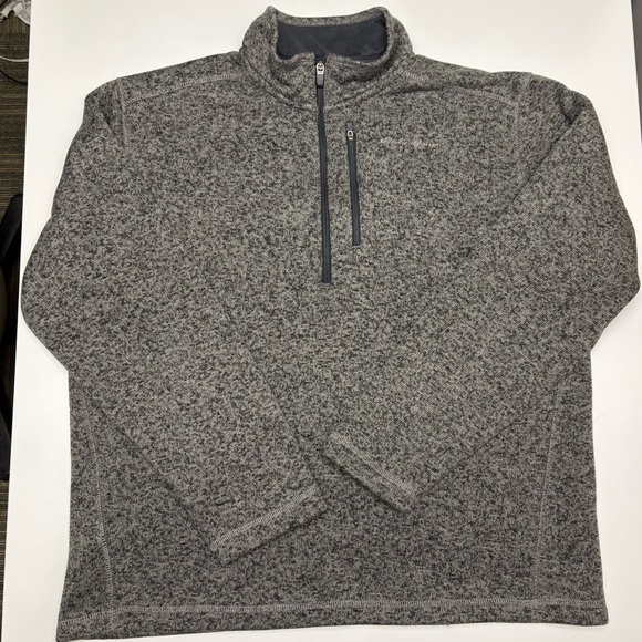 Eddie Bauer Men’s Large Quarter Zip Pullover Grey Fleece Sweater Jacket Coat Mid - Picture 1 of 9